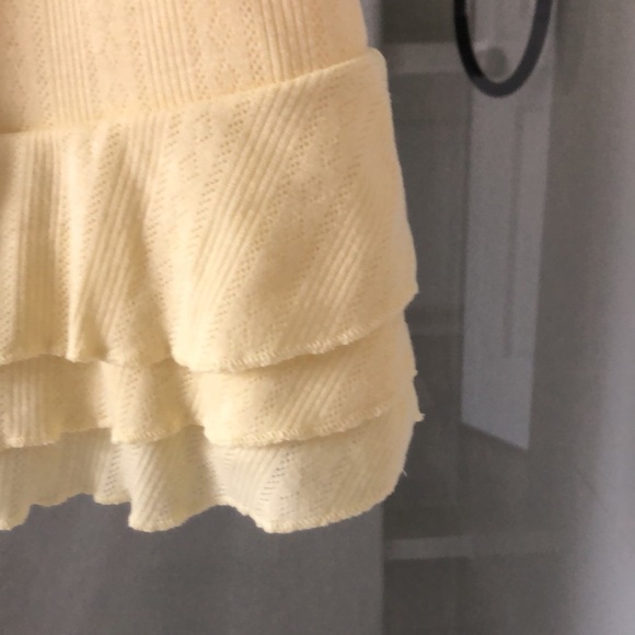 Edikted butter yellow pointelle mini dress stretch M dainty rosette - Picture 6 of 12